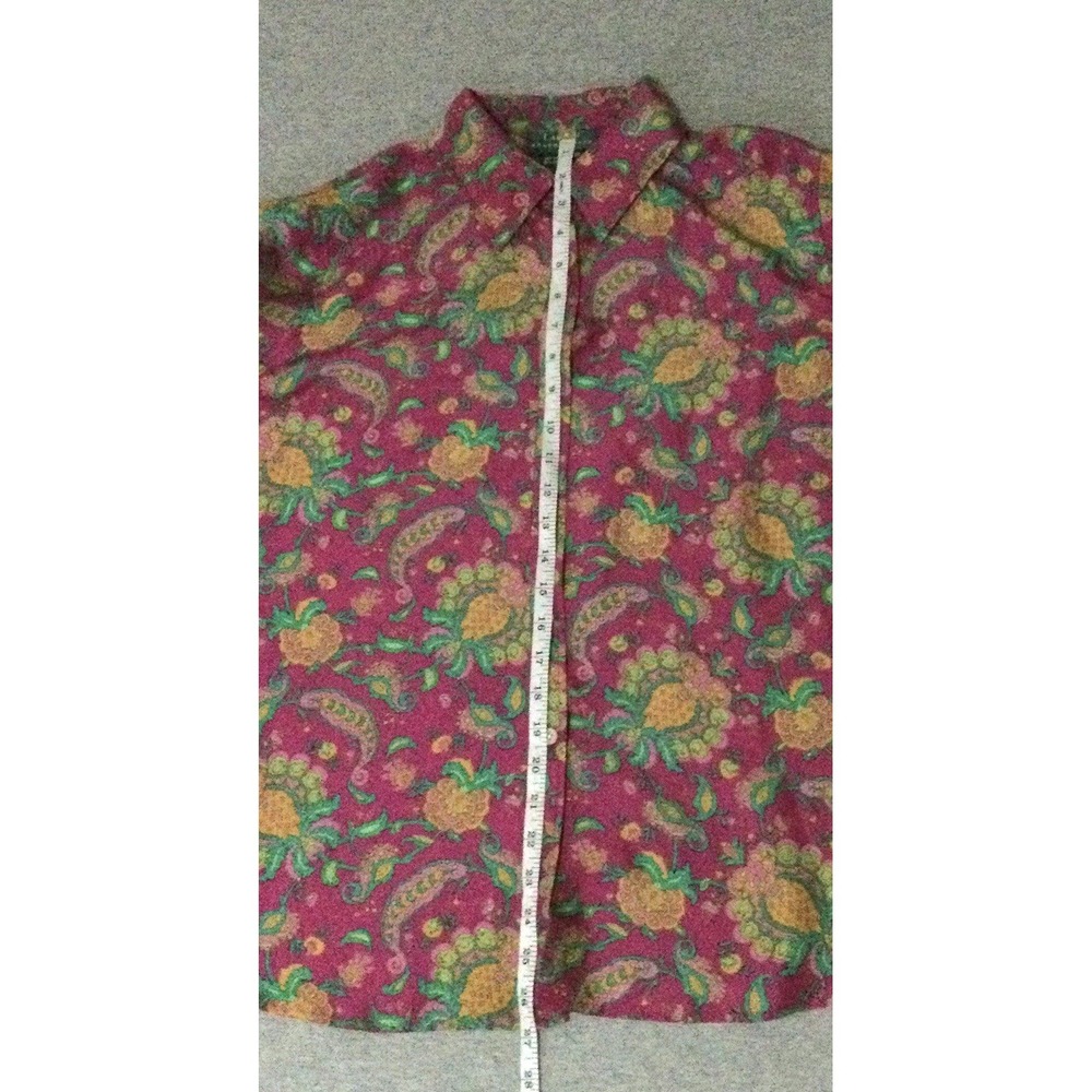 Ralph Lauren Paisley Pattern Silk Long Sleeves Shirt Sz 1X Vtg - Picture 9 of 11